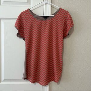 Y2K Espresso Red and Tan Chevron Blouse - Small